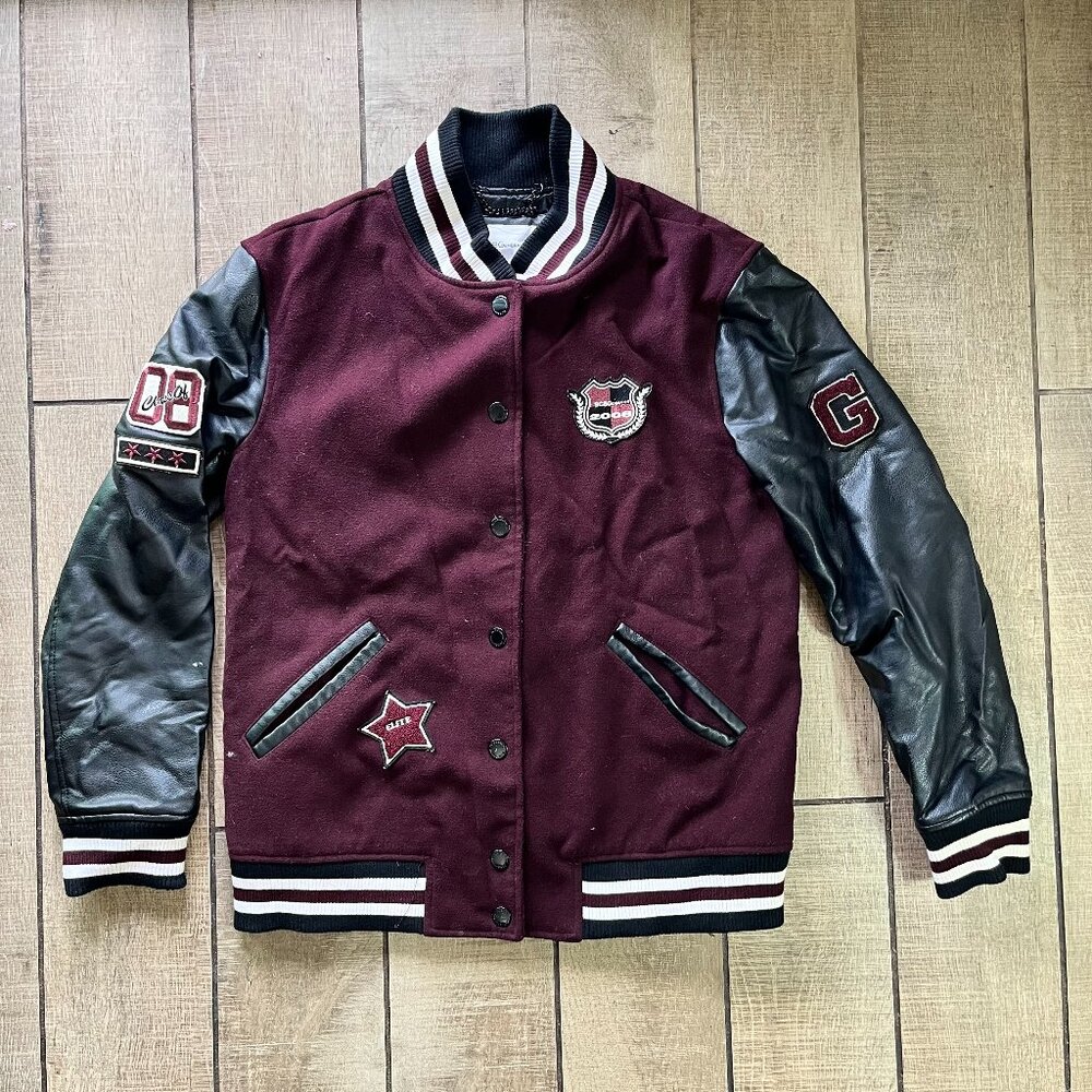 VTG style BCBGeneration Varsity Letterman Jacket 2008 Y2K Burgundy Medium